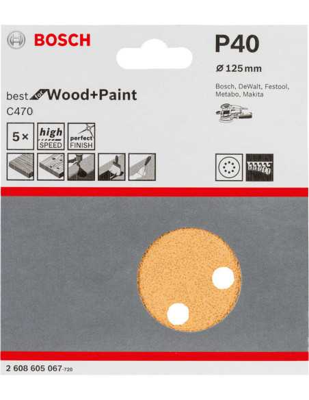 Titan Shop |Set 5 Foi abrazive C470 125mm, 40 Bosch