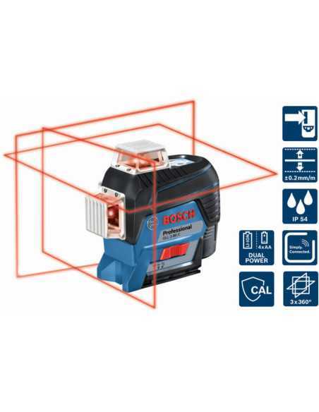 Titan Shop |Nivela laser cu linii, 30m, receptor 120m, precizie 0.2mm/m Bosch GLL3-80 C
