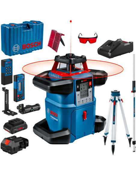 Titan Shop |Nivela laser rotativa, 60m, receptor 600m, precizie 0.05mm/m orizontal, 0.1mm/m vertical Bosch GRL 600 CHV + BT 170 