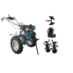 Titan Shop |Pachet motocultor Dakard HS1100D 16CP cu freze, roti metalice si plug reversibil