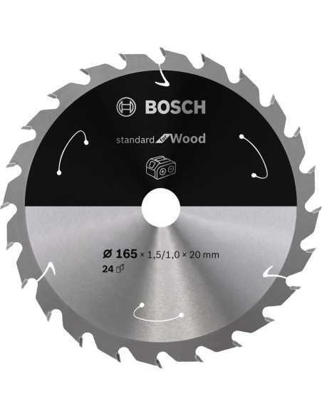 Titan Shop |Disc Standard for Wood, 165x20mm, 24T, special pentru circulare cu acumulator Bosch