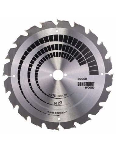 Titan Shop |Panza ferastrau circular Construct Wood, 315x30x3.2mm, 20T Bosch