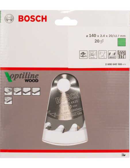 Titan Shop |Panza ferastrau circular Optiline Wood, 140x20x2.4mm, 20T, reductie 12.7mm Bosch